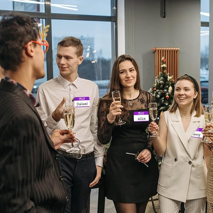 Zacool 480 Pcs Purple Hello My Name is Name Tags, 3" x 2" Custom Paper Labels for School, Office, Party