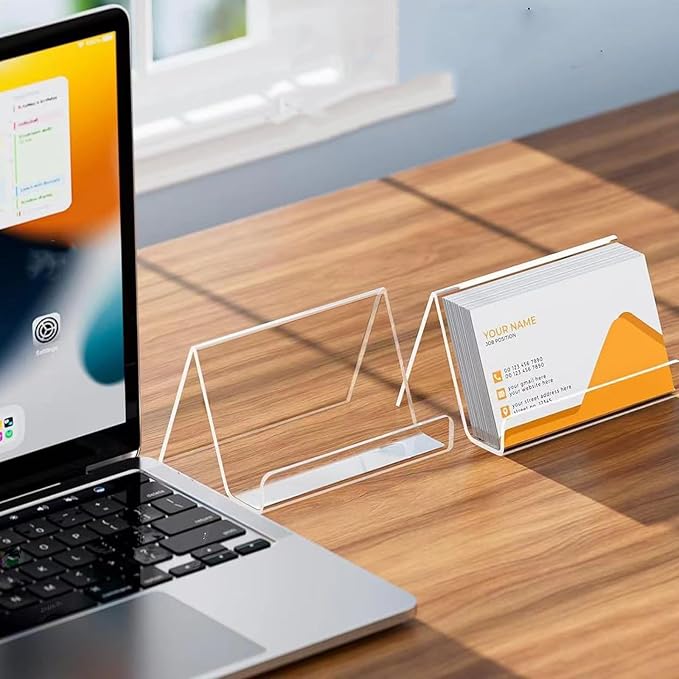 10 Pack Acrylic Business Card Holder for Desk, Business Card Stand Desktop Business Card Holders for Exhibition，Office Acrylic Business Card Stand Display
