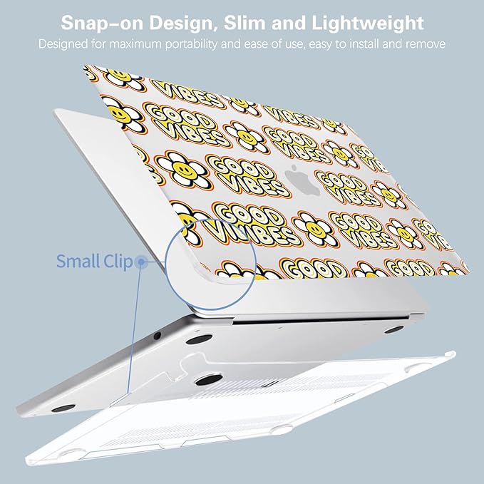 KEROM Compatible for MacBook Air 13 inch Case 2025 M4, 2024-2022 M3 M2 A3240 A3113 A2681, Cute Sleek Aesthetic Plastic Hard Shell with Keyboard Cover for MacBook Air 13.6 inch Case, Good Vibes