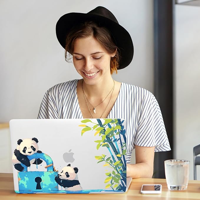 Cute Panda Print Case for MacBook Air 13 inch 2022-2025 M4 A3240 M3 A3113 M2 A2681,for Mac Air13 M4 Sturdy Pattern Plastic Clear Hard Shell&Keyboard Cover for MacBook Air13.6 Case,Cute Panda