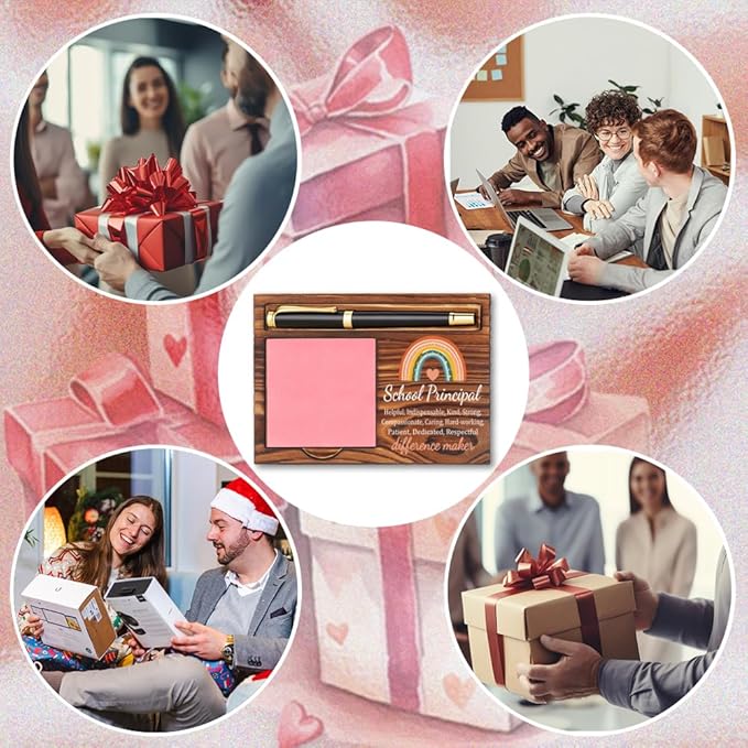 School Principal Sticky Note Holder, Thank You School Principal Gifts, School Principal Appreciation Gifts, School Principal Office Decor Self-Stick Note Pad Holders YB369