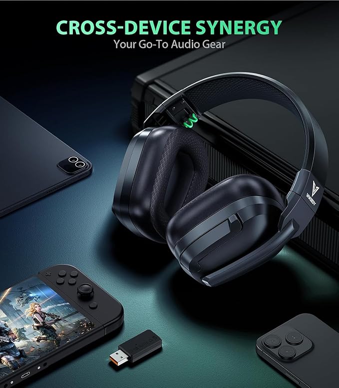 HW11 Wireless Gaming Headset for PS5,PS4,PS4 Pro, Switch,Mac,Bluetooth 5.3 Gaming Headphones with Noise Canceling Mic,Gamer Headphones for PC,50Hr Battery (Black)