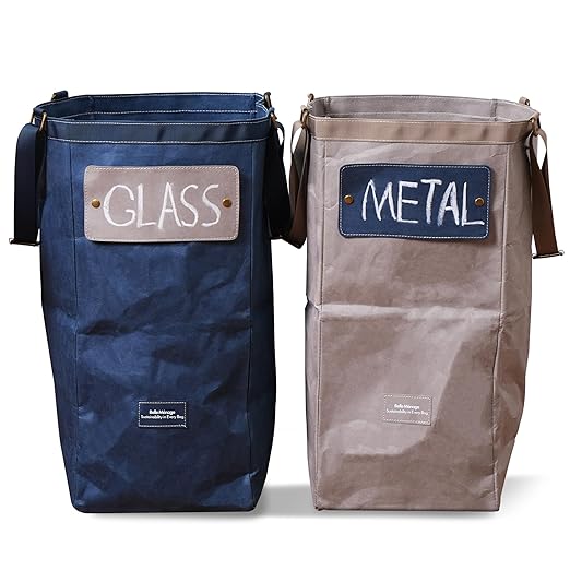 Kitchen Recycling Bin Indoor, Paper, Can, Trash Recycle Bin Combo (Navy+Grey)