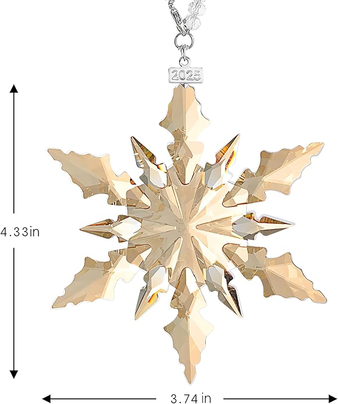 2025 Annual Christmas Ornaments Crystal Snowflake Star - Christmas Tree Ornaments Pendant Crystal Sun Catcher Home Hanging Decor