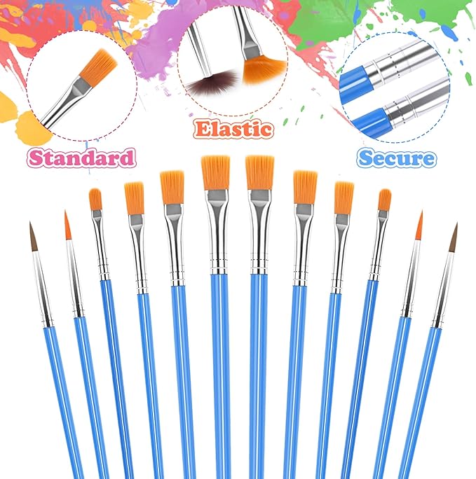 UPINS 11 Pcs Flat Paint Brushes Fine Detail Paint Brush Miniature Small Brush Bulk for Detail Painting Mixed Sizes