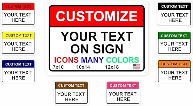 Custom Signs Outdoor Metal for Home Office Business, Personalized, Door, Porch, Delivery, Man Cave, Shop, Garage, Street. For Outside or Inside Use. Our Metal Signs Are UV Printed Solid Aluminum (10x7 inches, Header Box)