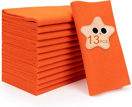 XSEINO 13 Rolls Orange Red Felt Fabric,8"x35"(20.5x90cm) 1.4mm Thick Soft Felt Fabric Sheet for Crafts,Orange Red Series Colors Soft Nonwoven Fabric,Fit for Decoration, Sewing, DIY Crafts