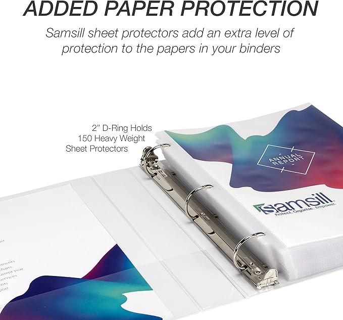 Samsill Durable 2 inch 3 Ring Binder, Made in USA, D Ring Binder, FSC 100% Recycled Chipboard, White, 12 Pack