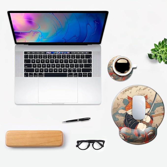 Ergonomic Mouse Pad with Wrist Support,Mouse Pad with Wrist Rest,Relieve Wrist Pain Mousepad Non-Slip Rubber Base,Mouse Pads for Desk,Computers,Laptop,Office,Home,Accessories Cute Cat