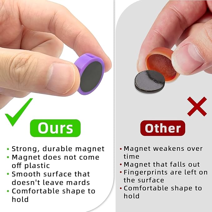 Qualsen Fridge Magnets, 50pcs Refrigerator Magnets, Small Magnet for Whiteboard, Mini Cute Magnet for Fridge, Locker, White Board, Kitchen, Office, Classroom (White)