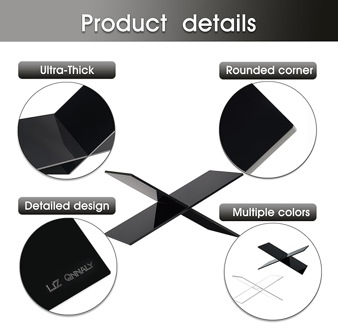 Large Clear Acrylic Book Stand - Perfect for Displaying Open Books on Your Coffee Table - Ideal for Bibles, Cook Books, Guest Books, Magazines, Each with a Lucite Paperweight (Black-Large)