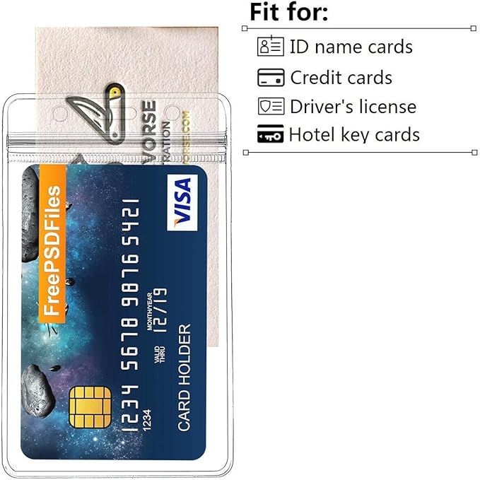 Vertical ID Badge Holder with Clip and Straps Heavy Duty Waterproof Ziplock Clear Plastic Name Tag Holder PVC ID Card Holders by ZHEGUI (25 Pack, Vertical 3.5X2.3)