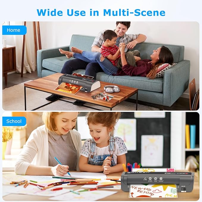 BONSEN A4 Laminator Machine, 9.33-Inch Thermal Laminator with Never Jam Technology, 100 Laminating Sheets, Laminates Photos Cards Documents, 4-in-1 Personal Laminators for Teachers Home Office School