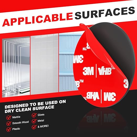 3M Double Sided Tape Heavy Duty 40PCS VHB Adhesive Pads 1“ and 2” Squares Dots Rectangles Pack Strong Waterproof Mounting Tape for Dashboard Dash Cam Windshield Suction Cup Phone Holders Black