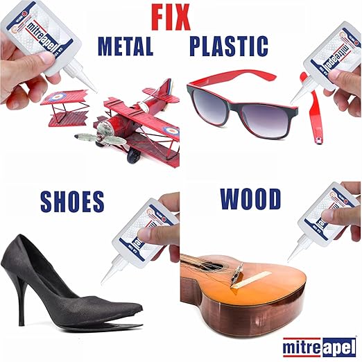 MITREAPEL Super CA Glue (2 x 3.5 oz) with Spray Adhesive Activator (2 x 13.5 fl oz), Cyanoacrylate Super Glue for Plastic, Glass, Ceramic, DIY, 3D Printing with Microtips - 2 Pack