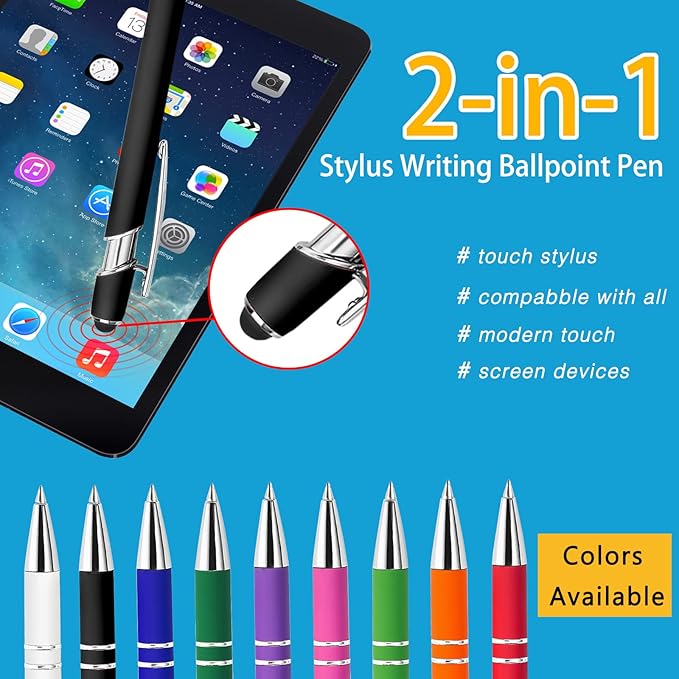 Max 500 Pcs Personalized Pens Bulk, Custom Pens with Free Engraving, Customized Stylus Tip Ballpoint Pen with Your Name Massage Text for School Office Business Graduation Anniversaries-20 Packs