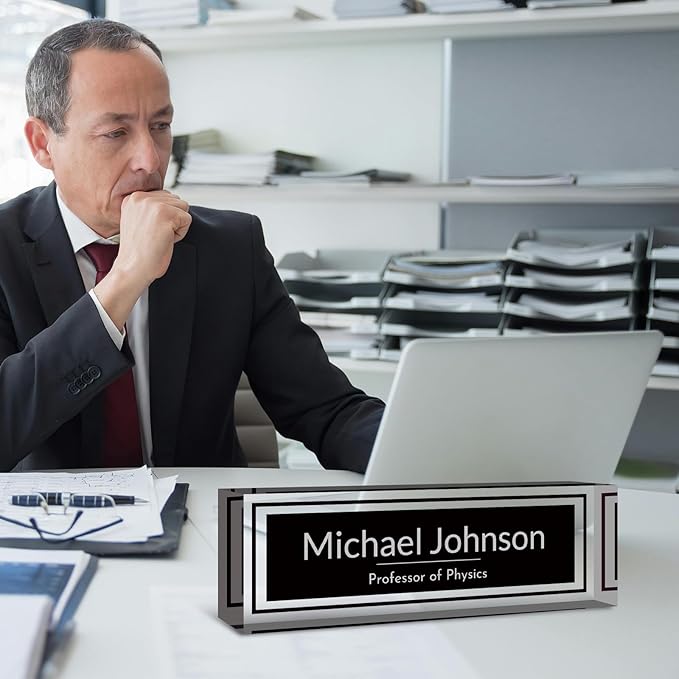 Desk Name Plate Personalized, Custom Name Plate for Desk, Acrylic Desktop Accessories, Office Gift & Decor for Women Men, Teacher Nurse Boss Employee Appreciation Gifts