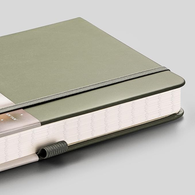 EMSHOI Notebook College Ruled - 256 Numbered Pages, 120 Gsm Thick Paper, A5 Hardcover Leather Lined Journal for Men & Women Work School Journaling Writing Diary 5.7" X 8.3"(Green)