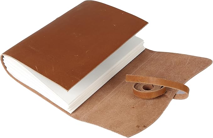 Handmade Leather Journal/Writing Notebook Diary/Bound Daily Notepad For Men & Women Unlined Paper Medium, writing pad gift for artist, sketch (Tan, 7 x 5)