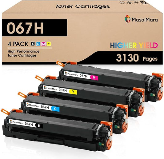 MasaiMara 067H 067 H High Capacity Compatible Toner Cartridges Replacement for Canon imageCLASS LBP633Cdw LBP632Cdw MF652Cdw MF653Cdw MF654Cdw MF656Cdw Printer(Black Cyan Magenta Yellow, 4-Pack)