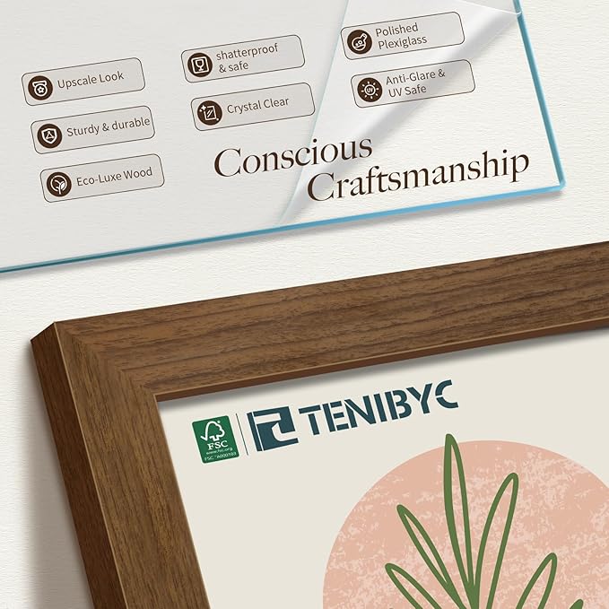 20x28 Picture Frame 4 Pack - Brown Wood, 20 x 28 Poster Frame for Gallery, Home and Office, Horizontal and Vertical Wall Hanging