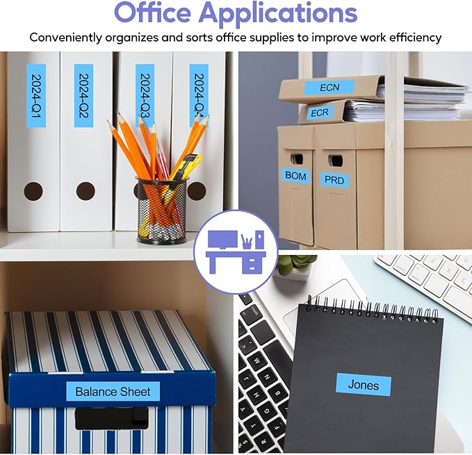 NineLeaf 4 Pack Compatible for Brother P-Touch M Tape M-K531 M-K531S MK531 M531 12mm 0.47'' Black on Blue Label Tape for PT-70BBVP PT-70BMH PT-70HK PT-70HOL PT-70HOT Label Maker