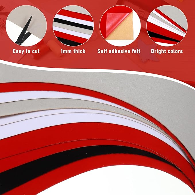 40 PCS Self Adhesive Felt Sheets, Multi-Color Flocking Fabric Soft DIY Velvet Sticky Felt with Adhesive Backing for Art Craft Sewing Making Jewelry Box and Drawer Liner (11.7" x 8.3")