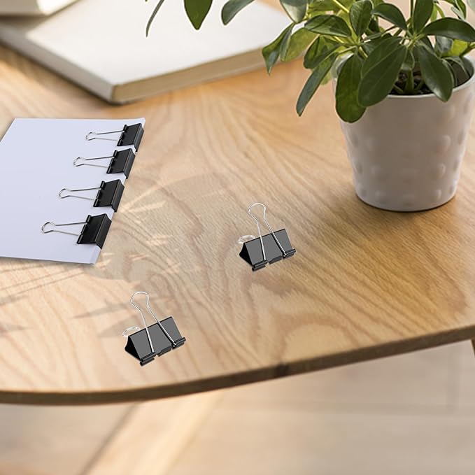 Ufmarine Medium Binder Clips 1.25 inch Length, (72 Pcs) Medium Paper Clips for Office