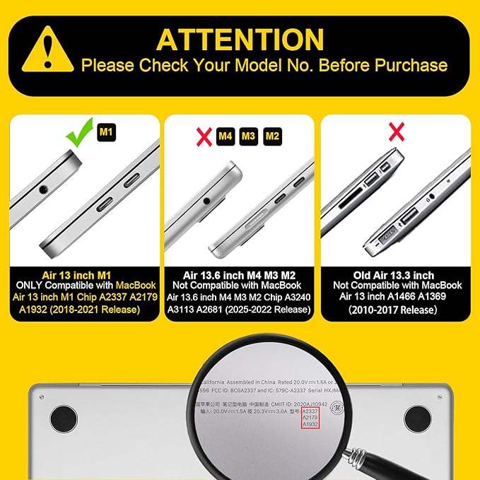 Compatible with 2021 2020 2019 2018 Release MacBook Air 13 inch Case M1 Chip A1932 A2179 A2337, Slim Crystal Plastic Hard Shell Case Keyboard Skin Screen Film Dust Plug Webcam Cover, Navy Blue