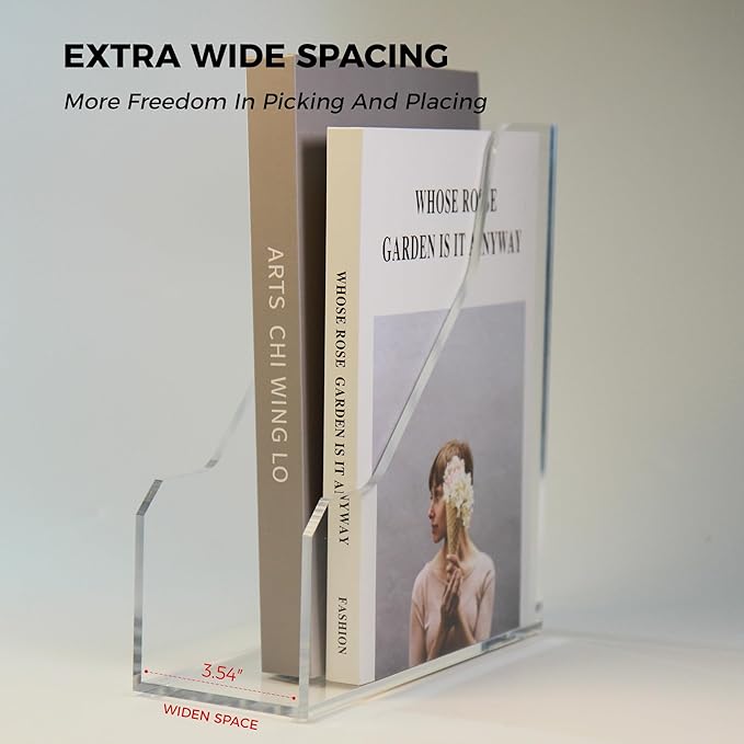 Acrylic Magazine File Holders, Classroom Organization and Storage, Clear Bookend File Sorter, Desktop File Organizer, Magazine Holder Rack for Classroom, Home, and Office