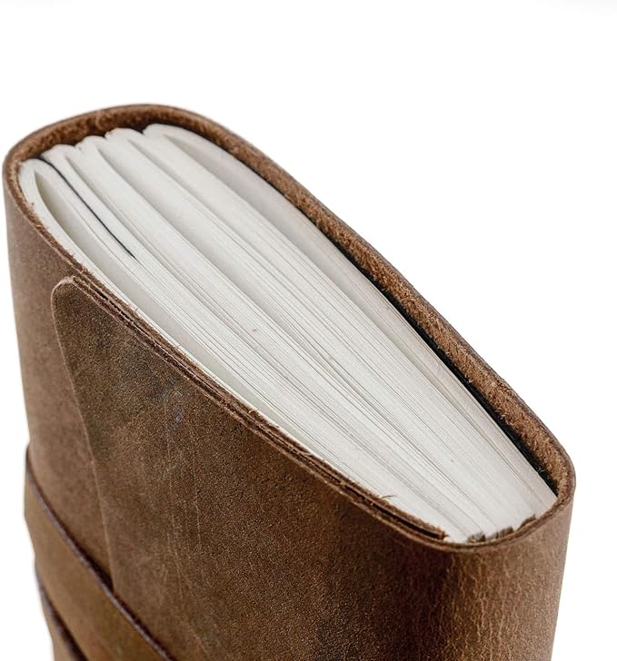 Leather Journal Notebook, Genuine Leather Journal for Men & Women Handmade Writing Travel Notebook, 240 Unlined Pages Vintage Notepad Gift: Rustic Brown (7"x5")