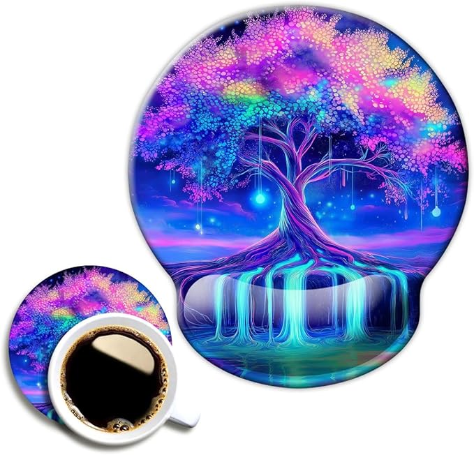 Ergonomic Mouse Pad with Wrist Support,Mouse Pad with Wrist Rest,Relieve Wrist Pain Mousepad Non-Slip Rubber Base,Mouse Pads for Desk,Computers,Laptop,Office,Home,Accessories Tree of Life