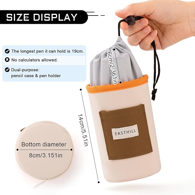 EASTHILL Desk Organizer Pencil Holders Pen Case Pouch for Girls Home School and Office Supplies-Khaki