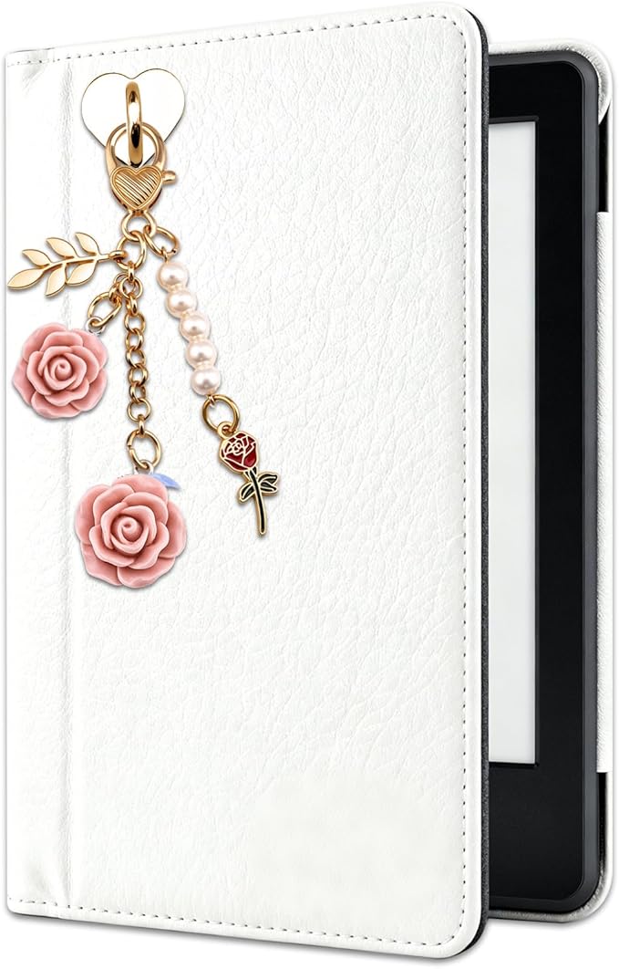 Rose Purse Charms Cute Flower Keychain With Heart Sticker Charm Chain For Kindle Colorful Bag Charms For Handbags