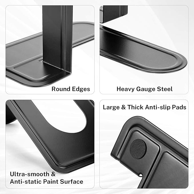 MaxGear Premium Matte Painted Book Ends, Heavy Duty and Sturdy Bookends for Shelves, Office Non-Skid Metal Book End Stopper for Books/CDs/DVDs, 6 x 4.6 x 6 in, Black, 2 Pairs/4 Pieces, Large