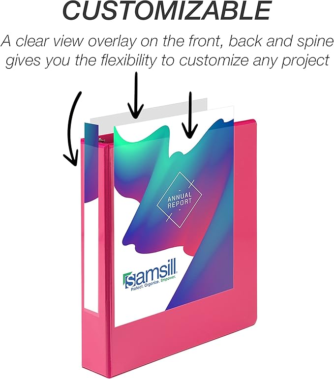 Samsill Durable 1.5 inch 3 Ring Binder, Made in USA, D Ring Binder, FSC 100% Recycled Chipboard, Fashion Assortment, 4 Pack