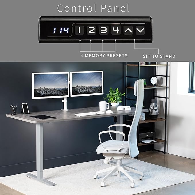 VIVO Electric 71 x 30 in Standing Desk, Memory Height Adjustment, 1B Series, Dark Gray Top Gray Frame, DESK-KIT-1G7G