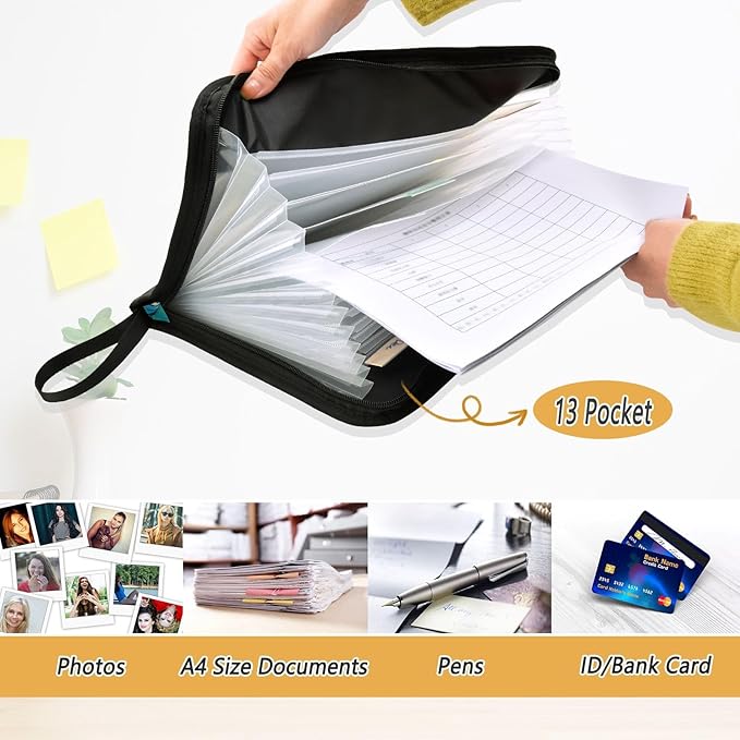 Peacocks and Purple Flowers Expanding File Organizer with 13 Pockets Accordion File Folders with Labels,Portable Document Paper Bill Receipt Organizer,Home College School Office Supplies, Lette