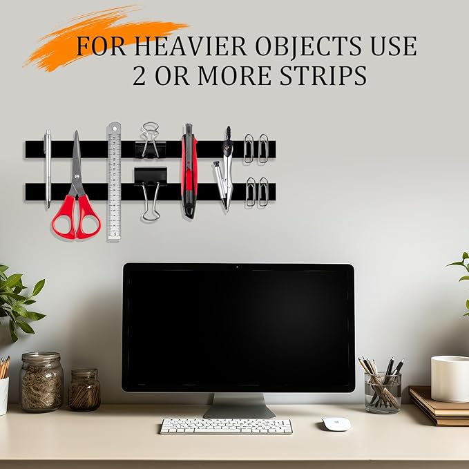 Magnetic Tape Strip Roll with 3M Self Adhesive Backing,(1" Wide x10ft Long) Flexible Sticky Magnet Tape Strips for Kitchen, Garage Whiteboards Fridge Organization