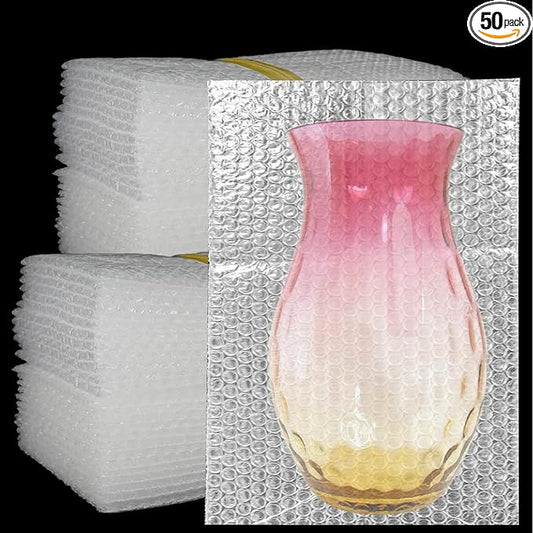 50Pcs Clear Bubble Out Bags, 12”x16” Bubble Pouches Bags for Shipping, Double Wall Cushioning Wrap Pouch for Moving Packaging Storage Fragile China Dishes Electronic Item