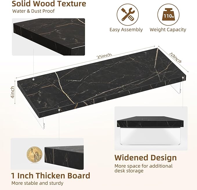 Monitor Stand Riser, Wood & Acrylic Computer Monitor Stand Desk Desktop Organizer Table for Home, Office Workspace, Laptop Riser, Printer, PC & TV Screen Riser