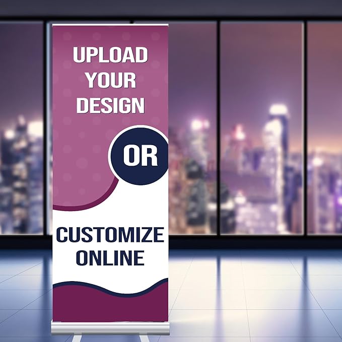 Retractable Roll Up Banner Stand - Custom Banners and Signs for Business Customize Retractable Banner Stand with Your Design Photo Text Logo (24 x 63 Inch)