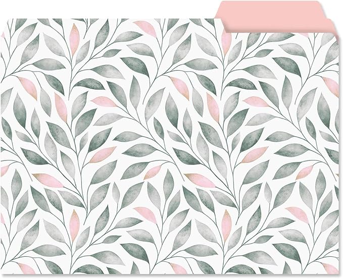 Current Charcoal & Coral File Folders Value Pack - Bulk Set of 24, 6 Pretty Decorative Designs, 1/3 Cut Tabs, Heavy-Duty Paper Stock, Office Supplies for Home & Work, 9-½” x 11-¾” Letter Size