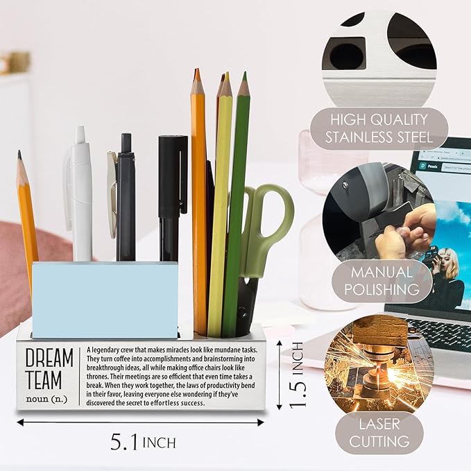 Dream Team Definition, Team Building Gifts, Fun Office Gifts for Team, Team Gifts for Employees, Co Worker, Stainless Steel Pen Pencil Holders WCC58
