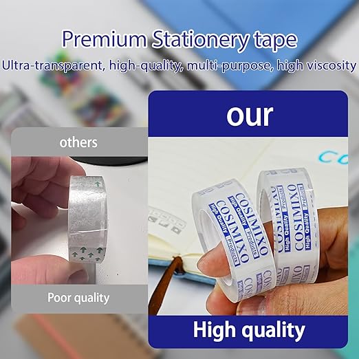 COSIMIXO 48Rolls Crystal Clear Tape Refills for Dispenser, 3/4Inch x 1000 inch,Bulk Transparent Tape,Office Stationery Tape for Home and School