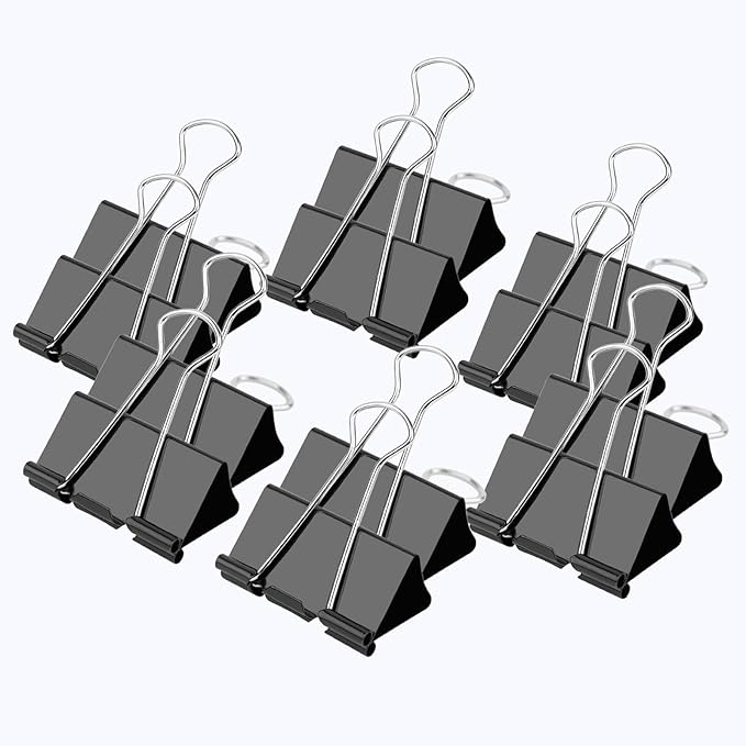 Ufmarine Medium Binder Clips 1.25 Inch Length, (120 Pcs) Black Medium Paper Clips for Office