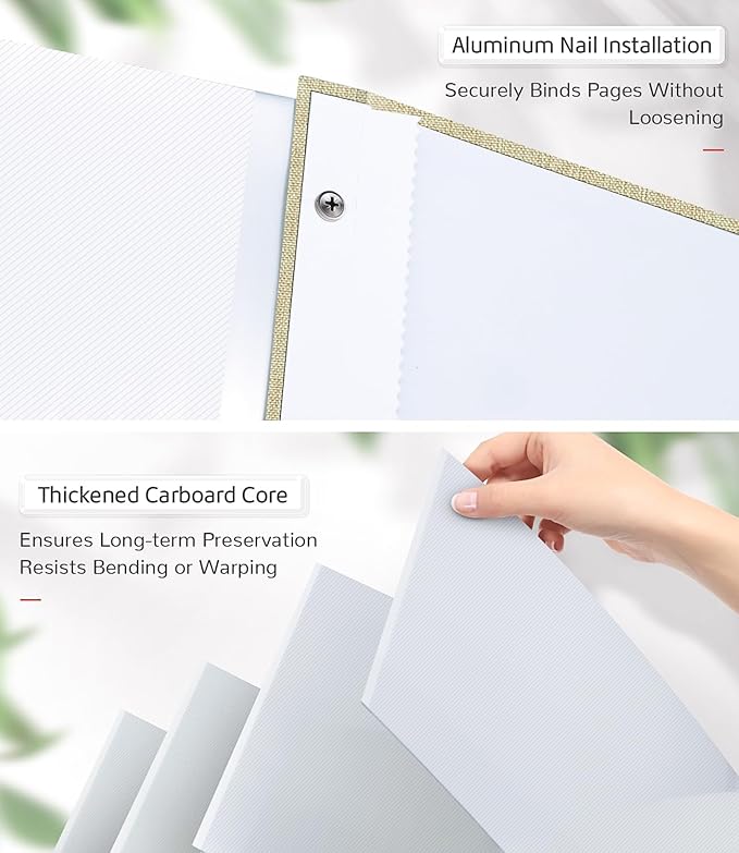 Photo Album Self Adhesive Scrapbook Album for 3x5 4x6 5x7 8x10 Pictures,120 Pages Linen Cover with Display Window DIY Photo Book,Ideal Gifts for Family Travel Wedding Baby