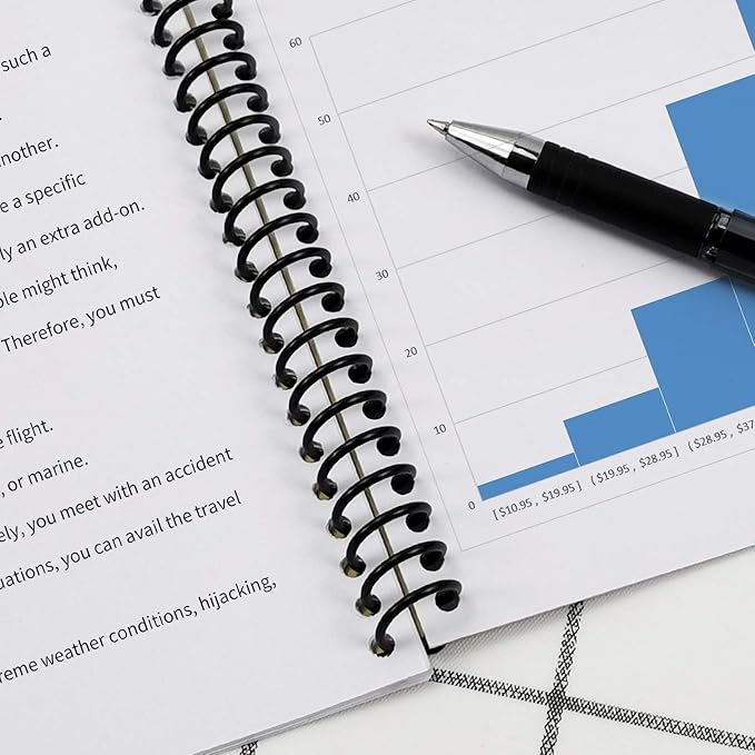 Rayson 9/16" Plastic Spiral Binding Coil, 115 Sheets Capacity, 4:1 Pitch 14.3mm Black Coil Binding Spines for Business and Educational Purposes, Pack of 100