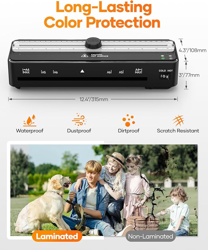 Kejector Laminator Machine, 9 Inch with 20 A4 Sheets Thermal and Cold Lamination Built in Cutter Quick Warm Up for Home Office School