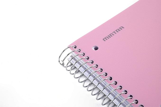 Mintra Office Durable Spiral Notebooks, 5 Subject (Spring Pink, Wide Ruled 1pk)